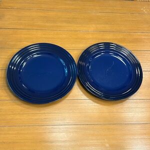Set Of 2 LeCreuset Dinnerware Cobalt Ink Blue 12" Dinner Rimmed Plates Chargers